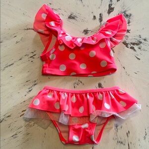 Cat & Jack Pink Polka Dot Ruffle Swimsuit